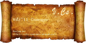 Váli Csenger névjegykártya